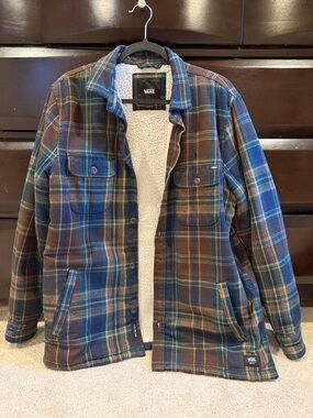 Vans Brown & Blue Plaid Sherpa-Lined Shirt Jacket